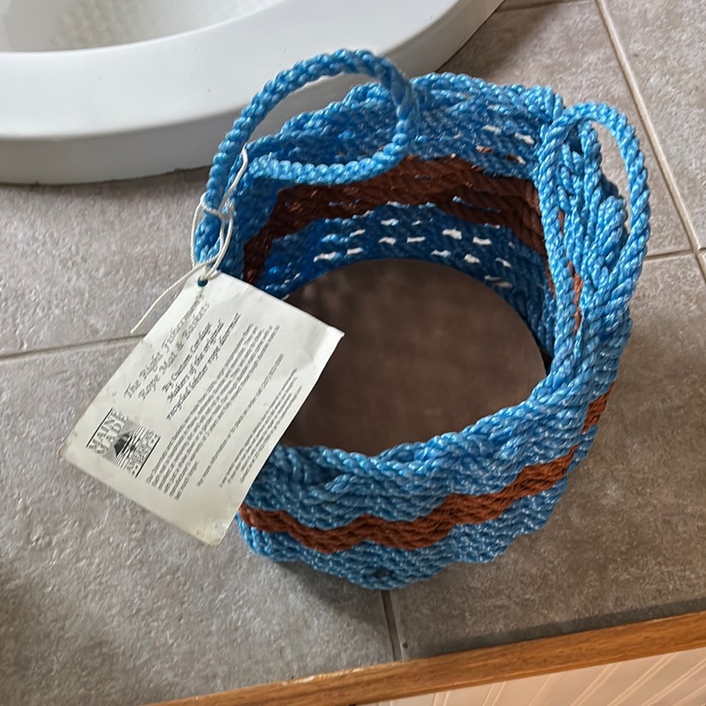 Blue and Brown Woven Basket by Maine Buoy Bells